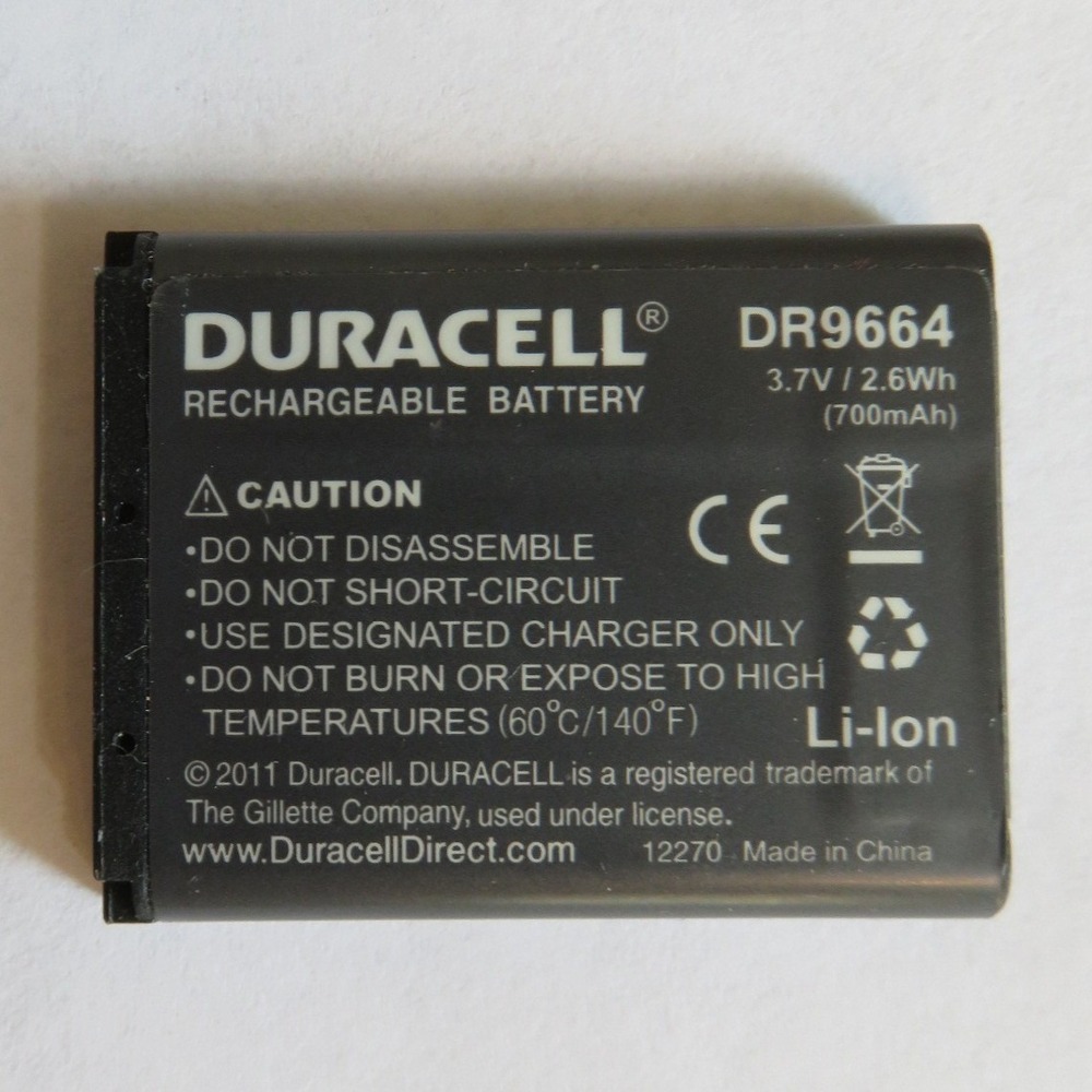 Duracell DR9664 Rechargeable Battery 3.7V 700mAh Li-ion for Digital Cameras